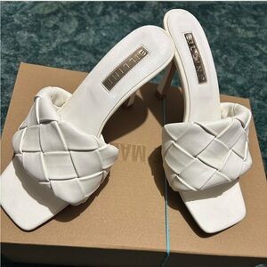 Bellini White Woven Heels